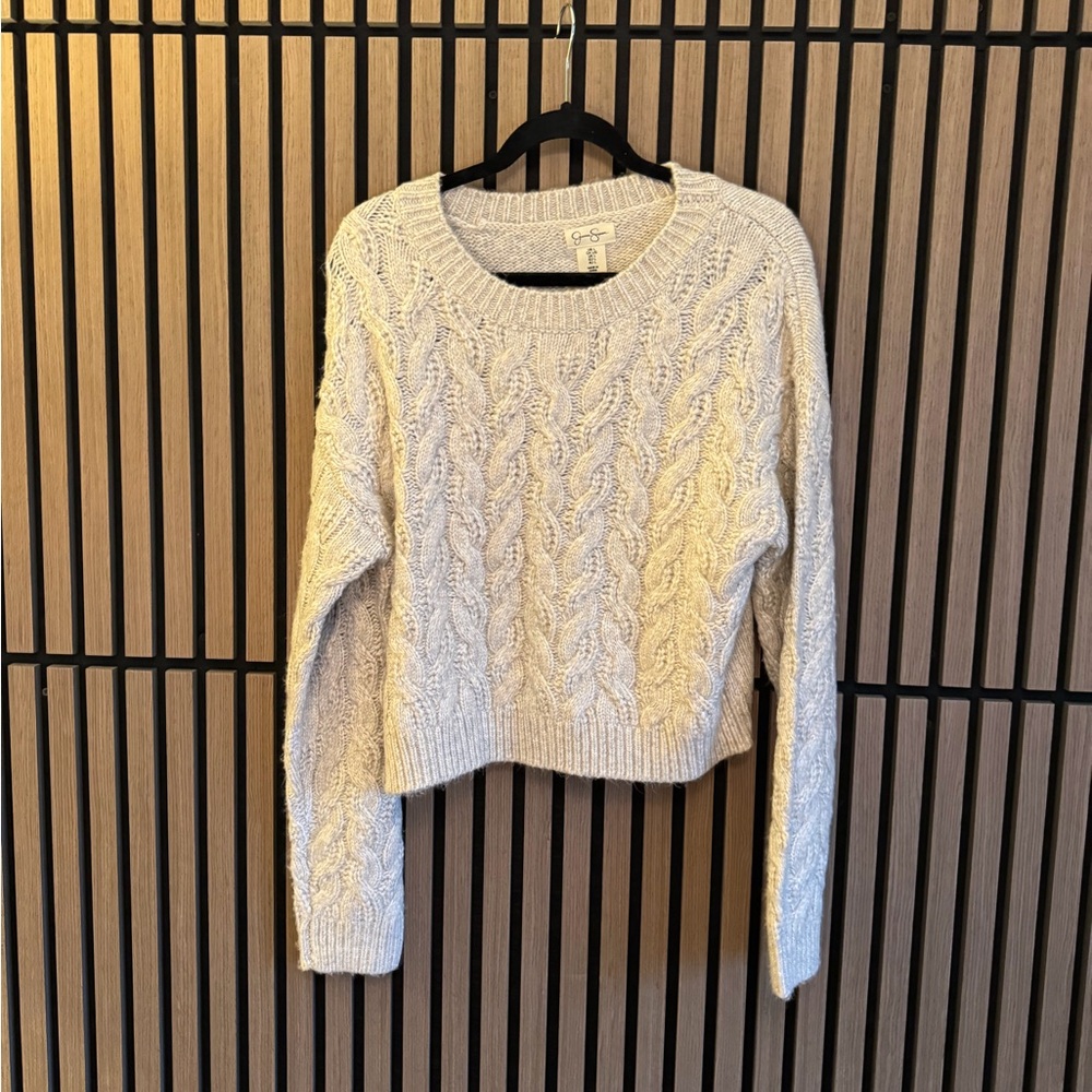 Jessica Simpson Cream Cable Knit Crewneck Sweater